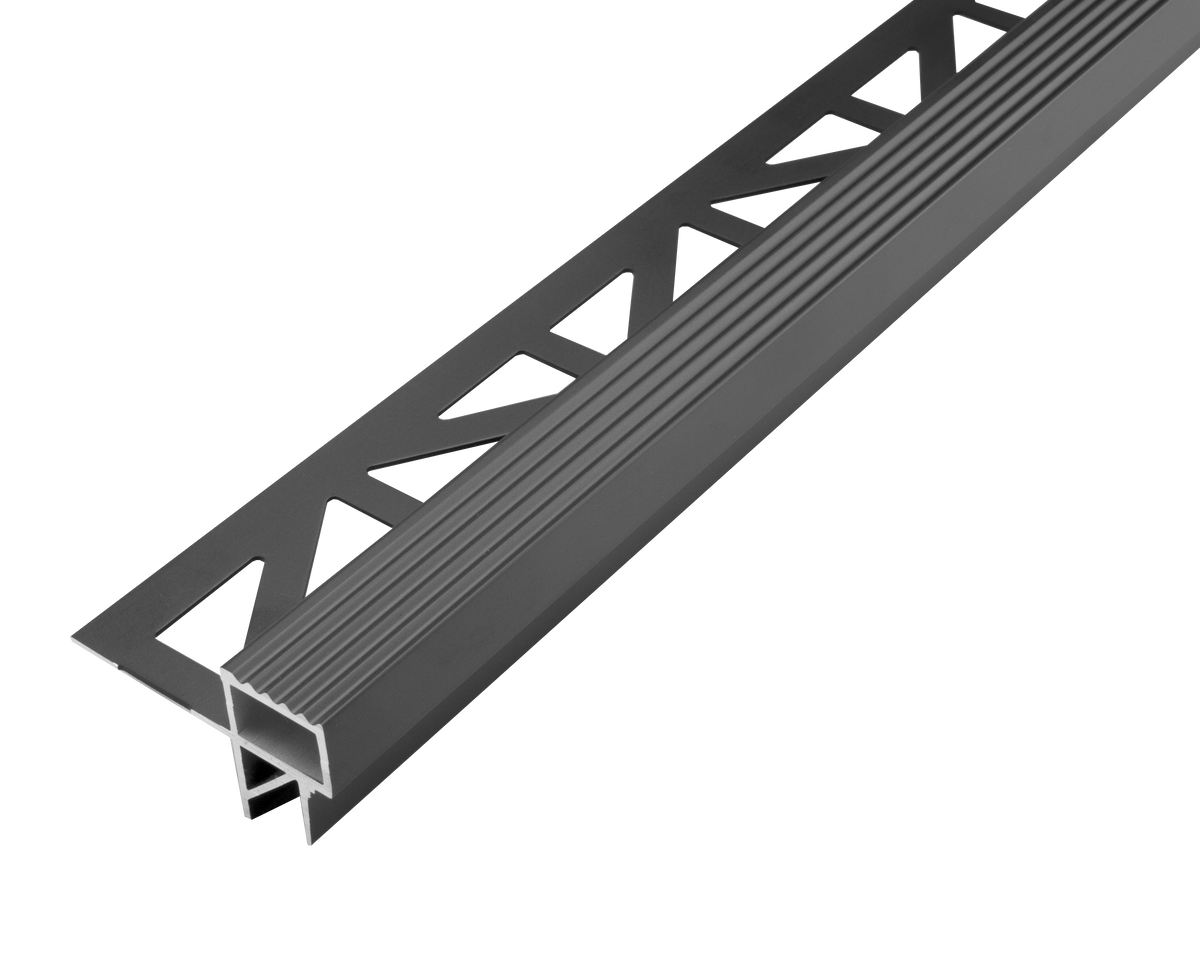 Profilé de base DURAL SQUARESTEP LED Aluminium thermolaqué noir mat RAL 9011 11mm 150cm