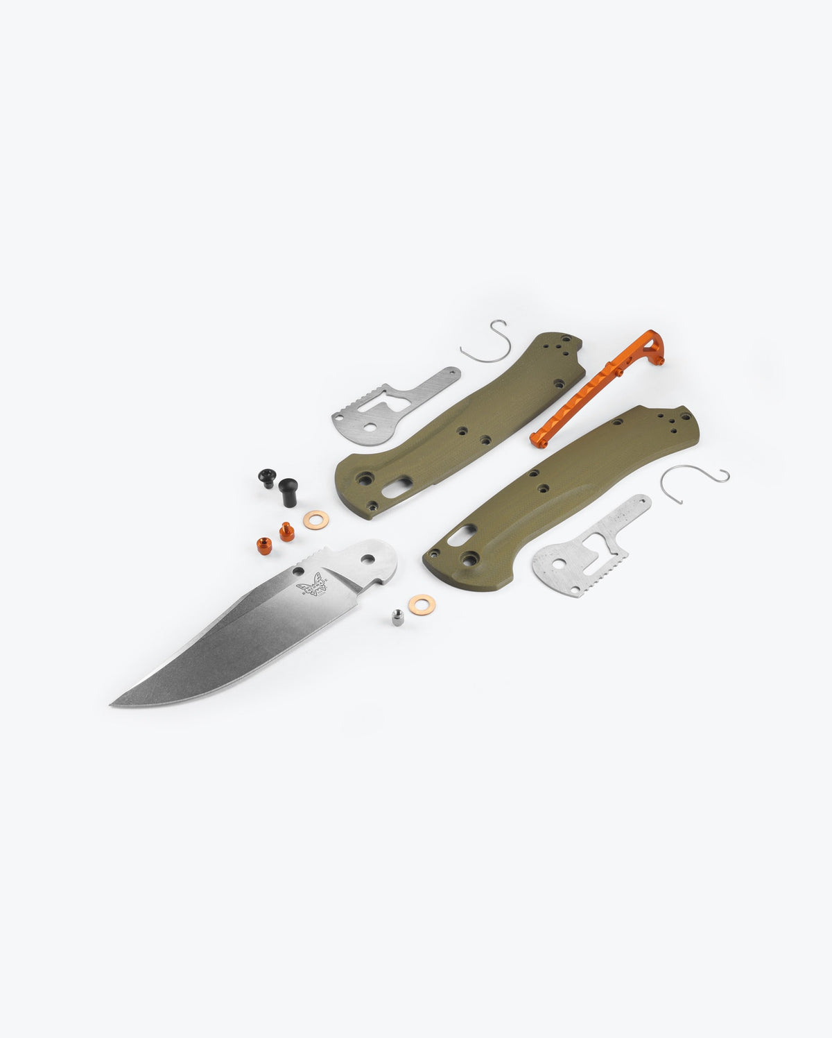 Benchmade Taggedout Component Breakdown - OD Green G10 Exploded View | Benchmade Knife Co.