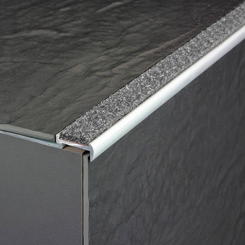 Treppenstufenprofil mit Einlage 13 mm DIAMONDSTEP Aluminium eloxiert anthrazit 9mm 250cm