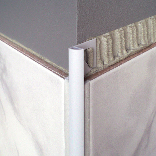 Viertelkreisprofil DURONDELL Aluminium pulverbeschichtet weiß 12,5mm 300cm