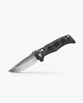 Mini Auto Adamas® Marbled Carbon Fiber Drop-point - Side Profile Tip Down | Benchmade Knife Co.