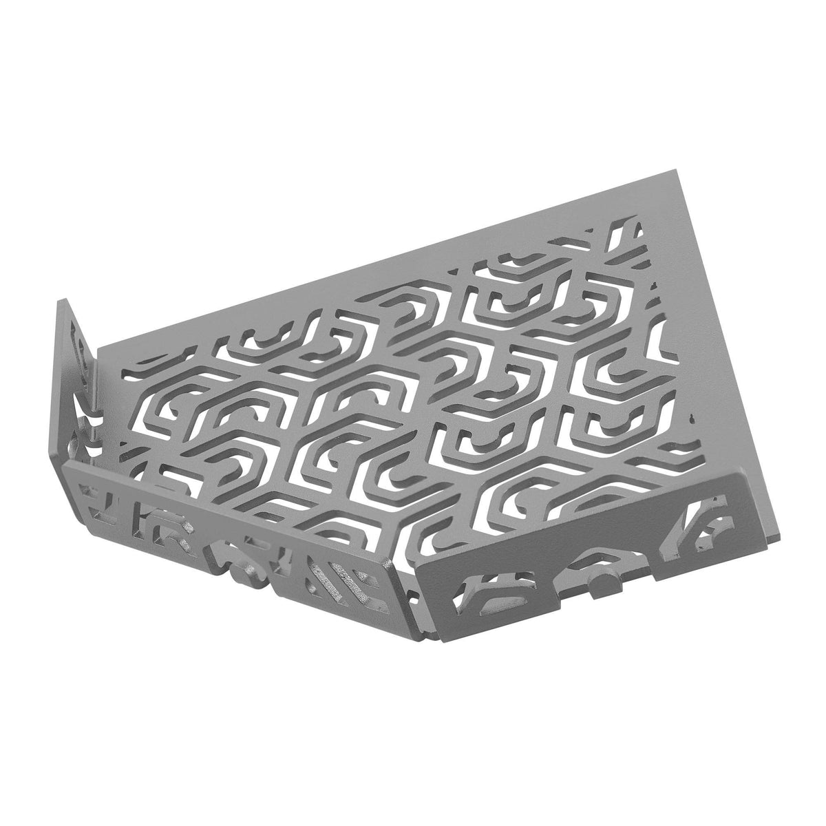 DURAL corner shelf with railing TI-SHELF PENTA aluminium structural coated concrete grey RAL 0006500 32mm