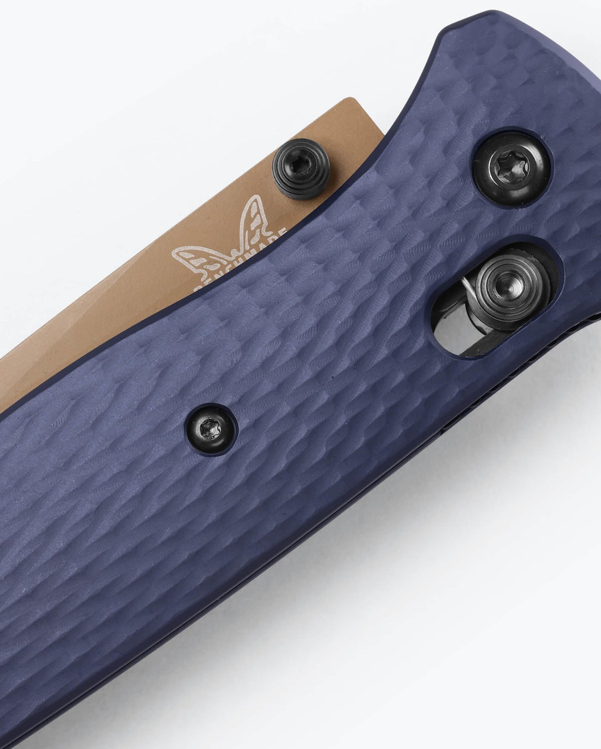 Bailout® Crater Blue Handle Detail - AXIS Lock Mechanism | Benchmade Knife Co.