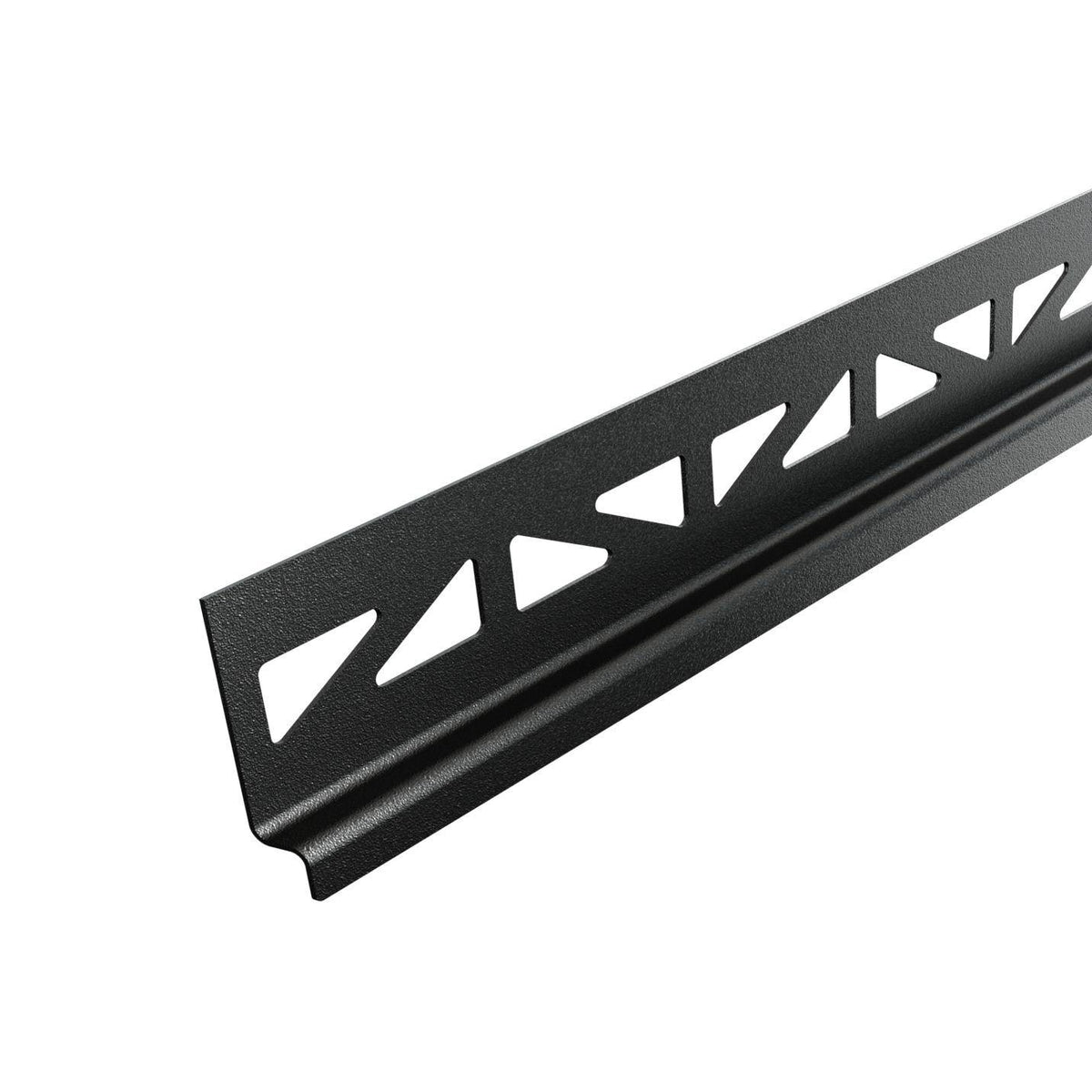 Raccord mural DURAL Cale de pente à droite (dans le sens de la vue vers le caniveau) SHOWER-GK TILE Acier inoxydable (V2A/304) noir mat RAL 9011 avec revêtement structuré 10mm 98cm
