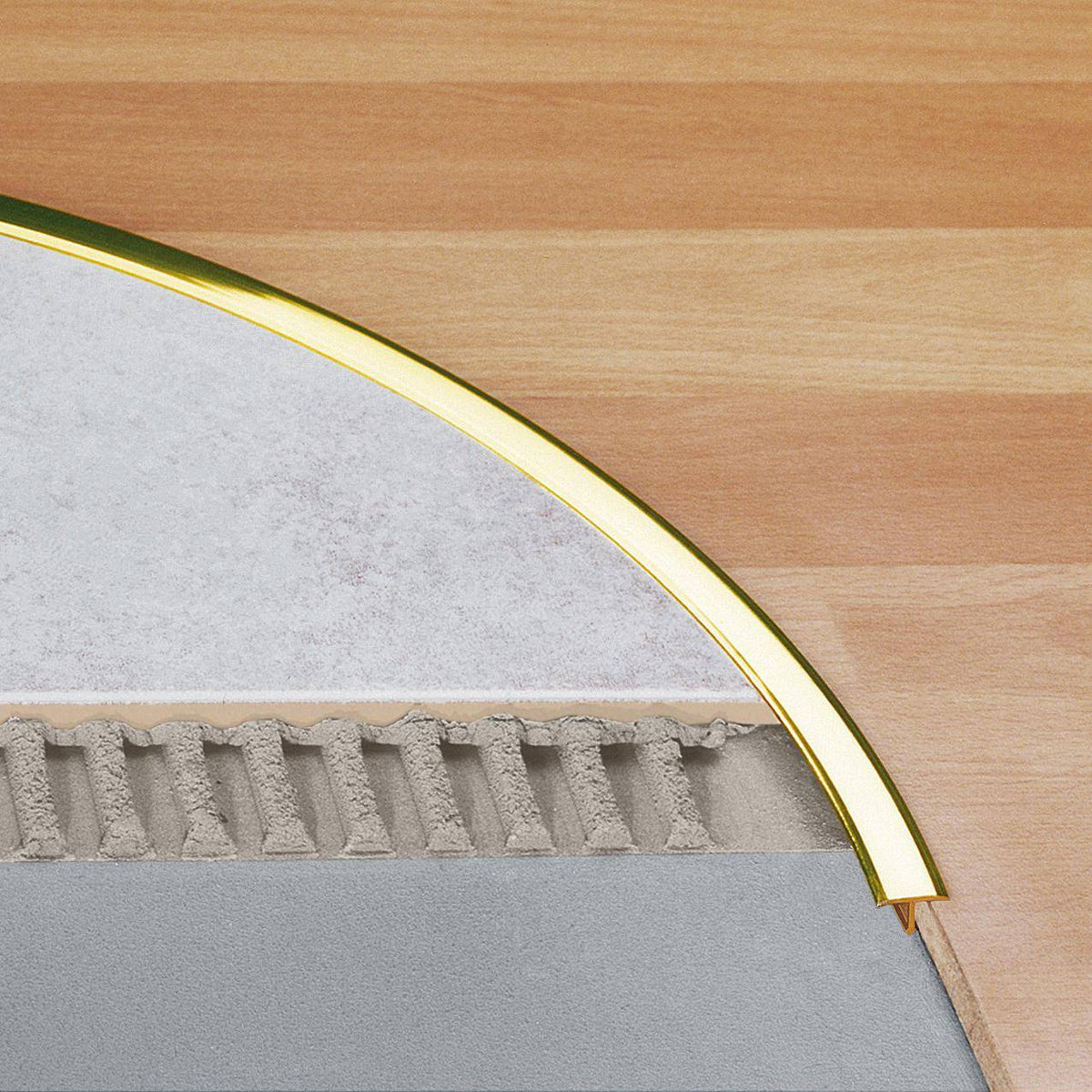 Abdeckprofil geeignet für Z-Flex Curver T-FLOOR Messing hochglänzend mit Schutzfolie 7mm 250cm