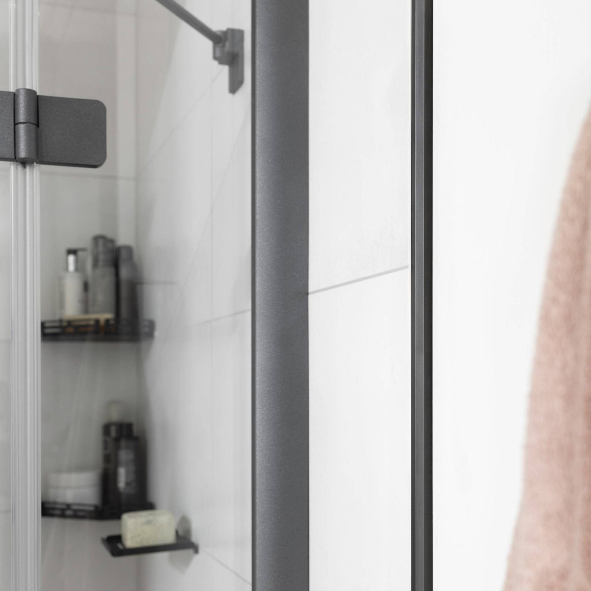 Tablette d'angle DURAL avec tringle TI-SHELF LINE Acier inoxydable (V2A/304) noir structuré 32mm