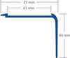 Treppenstufenprofil für 1 x Einlage 43 mm TREDSAFE Aluminium eloxiert silber 44mm 250cm