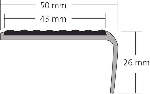 DURAL Profilé pour marches d'escalier pour 2 x garniture 13 mm TREDSAFE PVC argenté anodisé 24mm 250cm