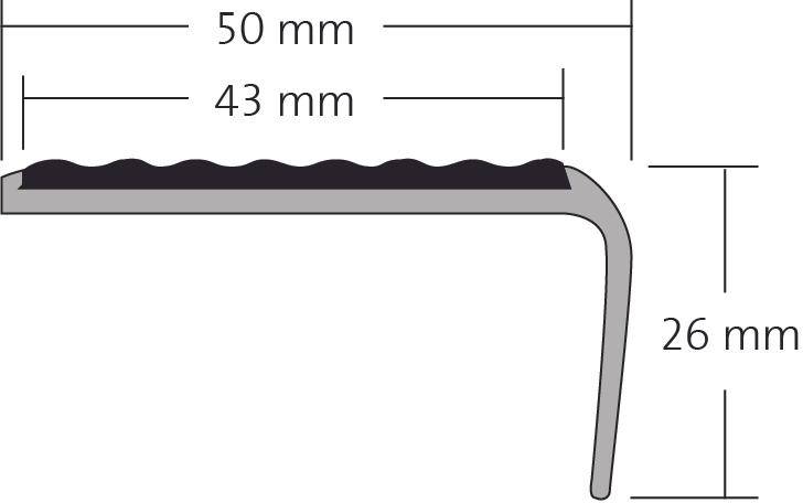 DURAL Profilé pour marches d'escalier pour 2 x garniture 13 mm TREDSAFE PVC argenté anodisé 24mm 250cm