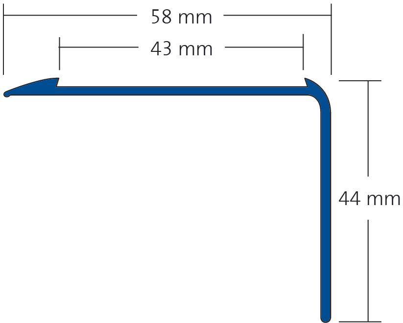 DURAL Profilé pour marches d'escalier pour 1 x garniture 43 mm TREDSAFE aluminium anodisé argent 44mm 250cm