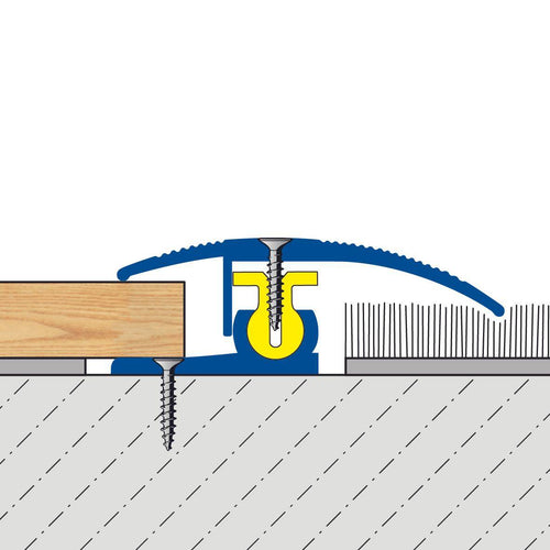 Profil d'adaptation DURAL TRIFLOOR TRANSITION aluminium anodisé argent hauteur 7 - 17 mm largeur visible 48 mm 270cm