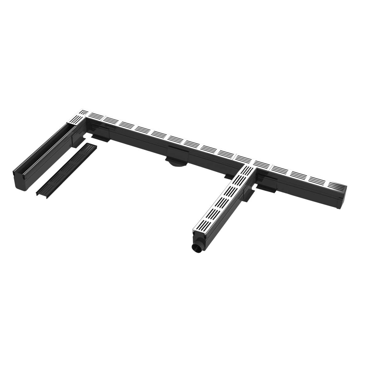 Caniveau de drainage DURAL U-DRAIN PRO PVC argent anodisé 100mm 100cm
