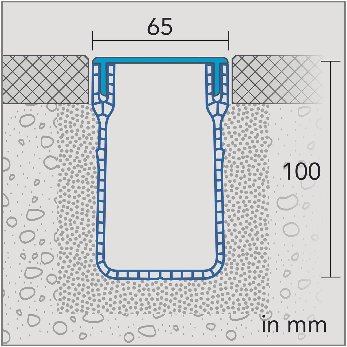 Eckstück U-DRAIN PRO PVC silber eloxiert 100mm