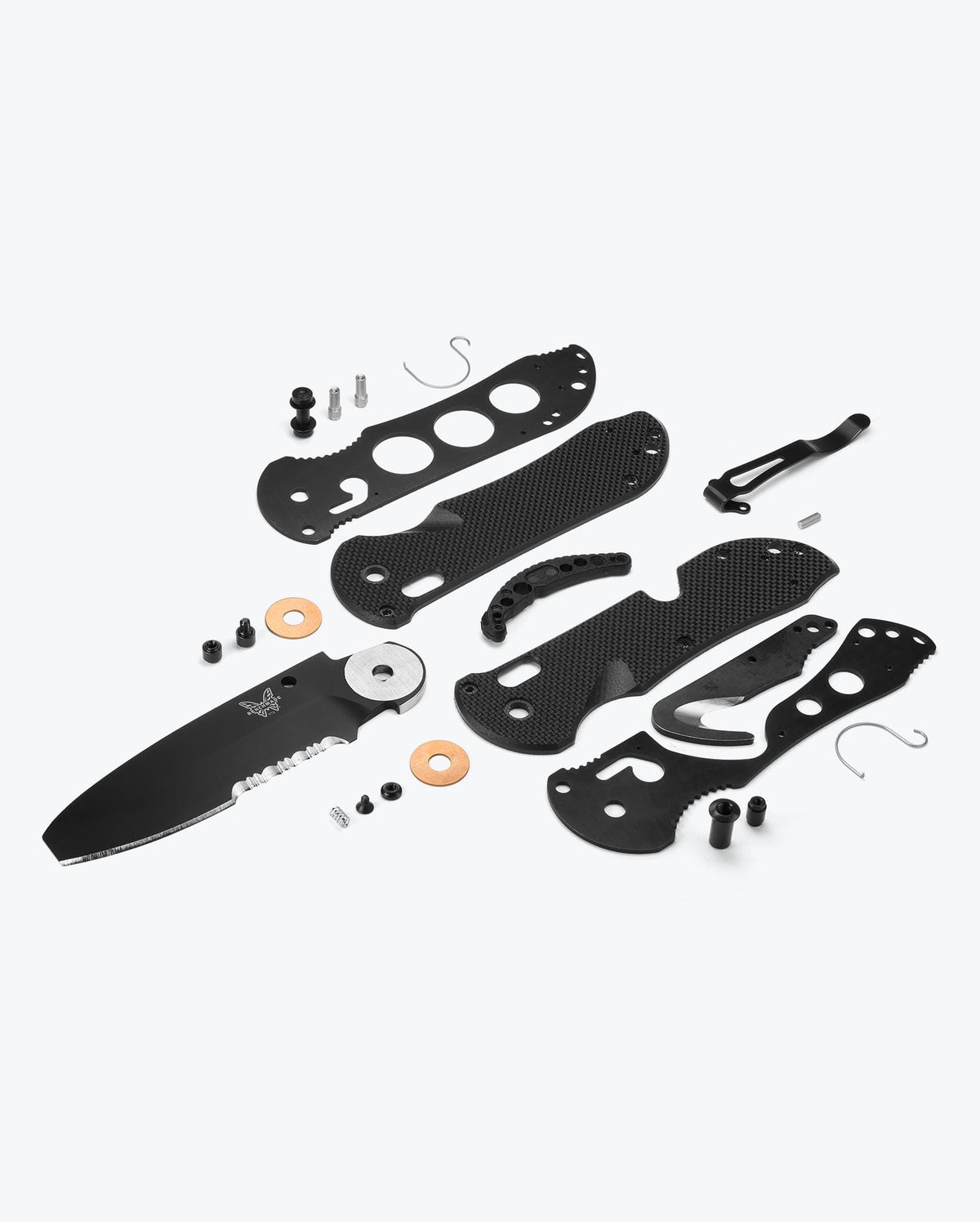 Benchmade Triage® Black G10 Components - Complete Exploded Parts View | Benchmade Knife Co.
