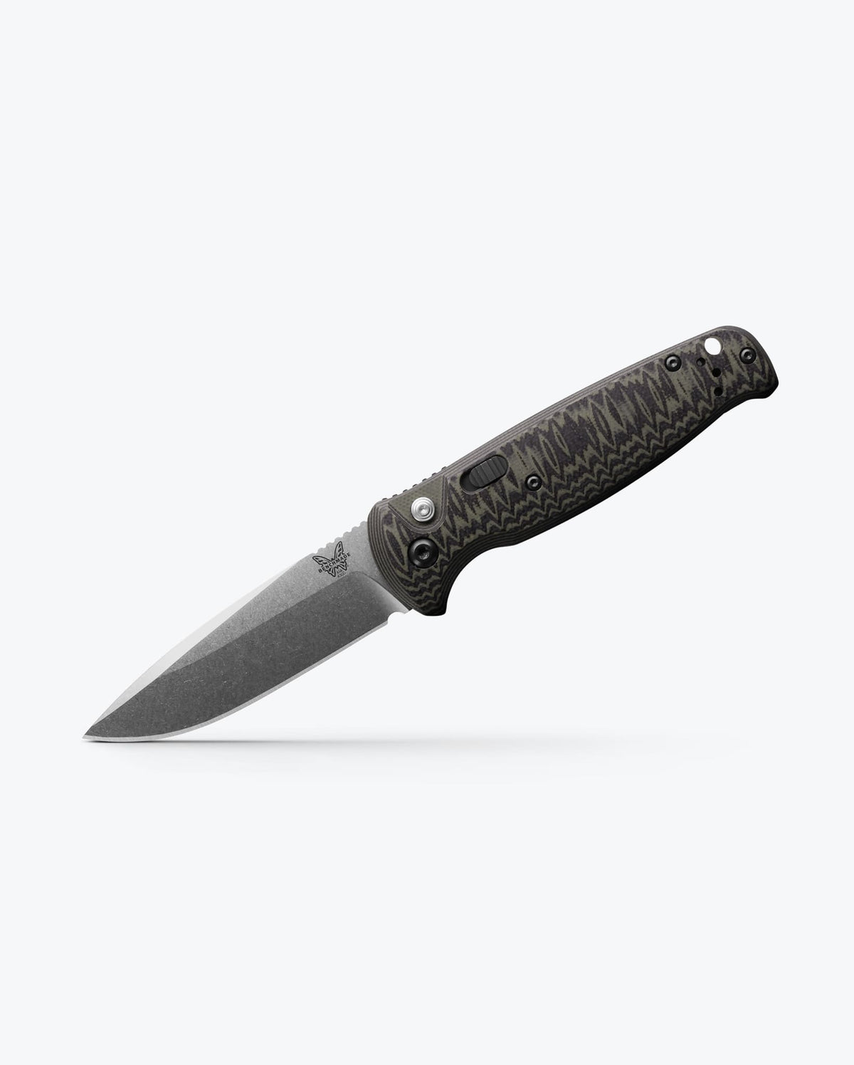 CLA Green & Black G10 knife angled profile view - Benchmade Knife Co.